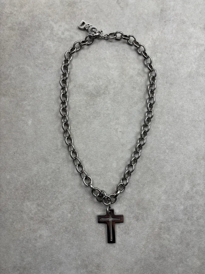 Dolce & Gabbana Silver Metal Chain Cross Pendant Necklace GQPsUrY 3