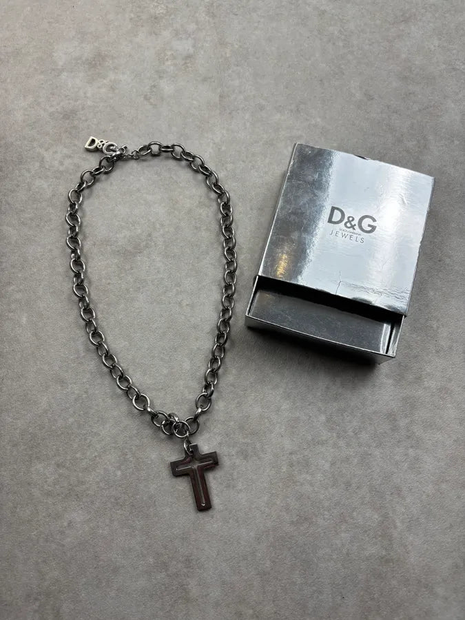 Dolce & Gabbana Silver Metal Chain Cross Pendant Necklace GQPsUrY 0