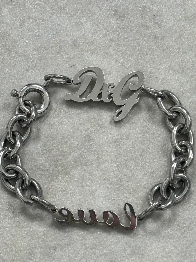 AW2005 Dolce & Gabbana Silver Metal Chain Logo Bracelet BVRzdnP 4