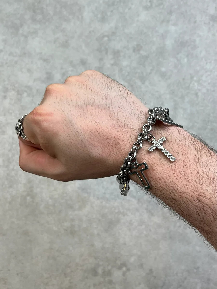 Dolce & Gabbana Silver Metal Cross Charm Bracelet dTcIrvw 1