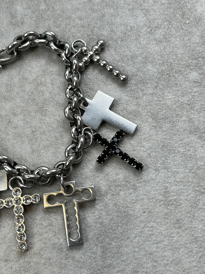 Dolce & Gabbana Silver Metal Cross Charm Bracelet dTcIrvw 3