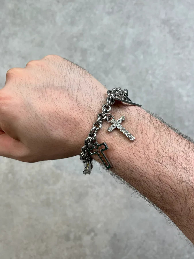 Dolce & Gabbana Silver Metal Cross Charm Bracelet dTcIrvw 6