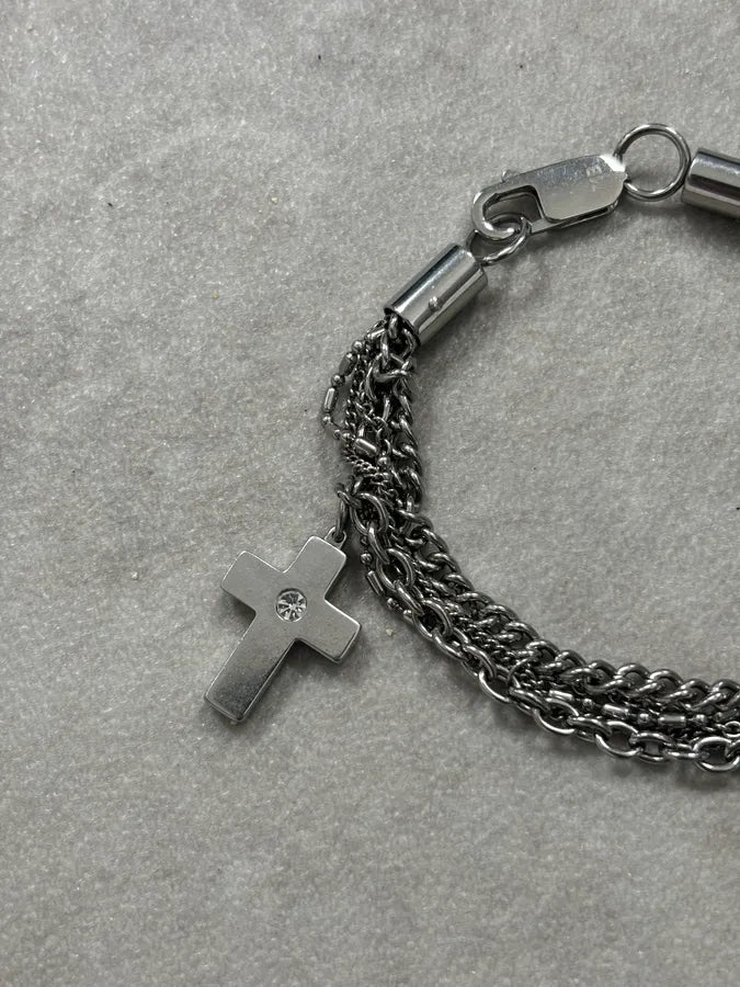 Dolce & Gabbana Silver Metal Cross Charm Bracelet CtgQwiE 3