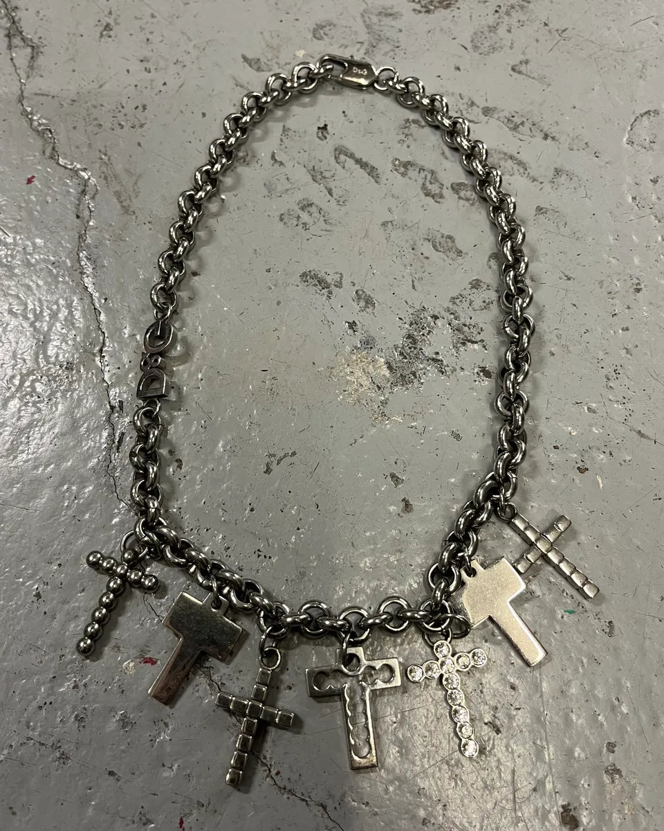 Dolce & Gabbana Silver Metal Cross Charm Necklace BqeiDyC 4