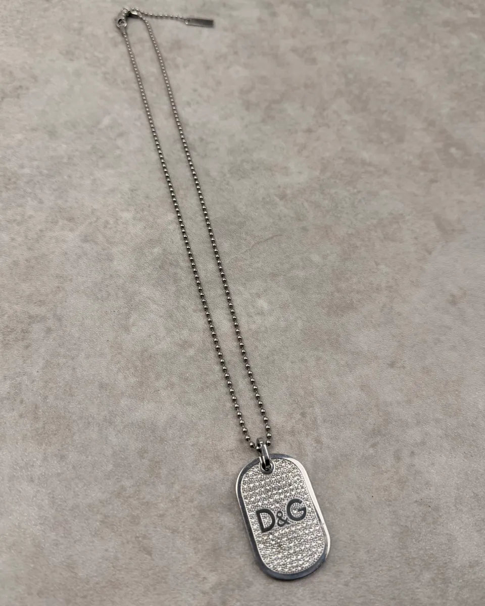 Dolce & Gabbana Silver Metal Logo Dog Tag Necklace uOZnoJI 0