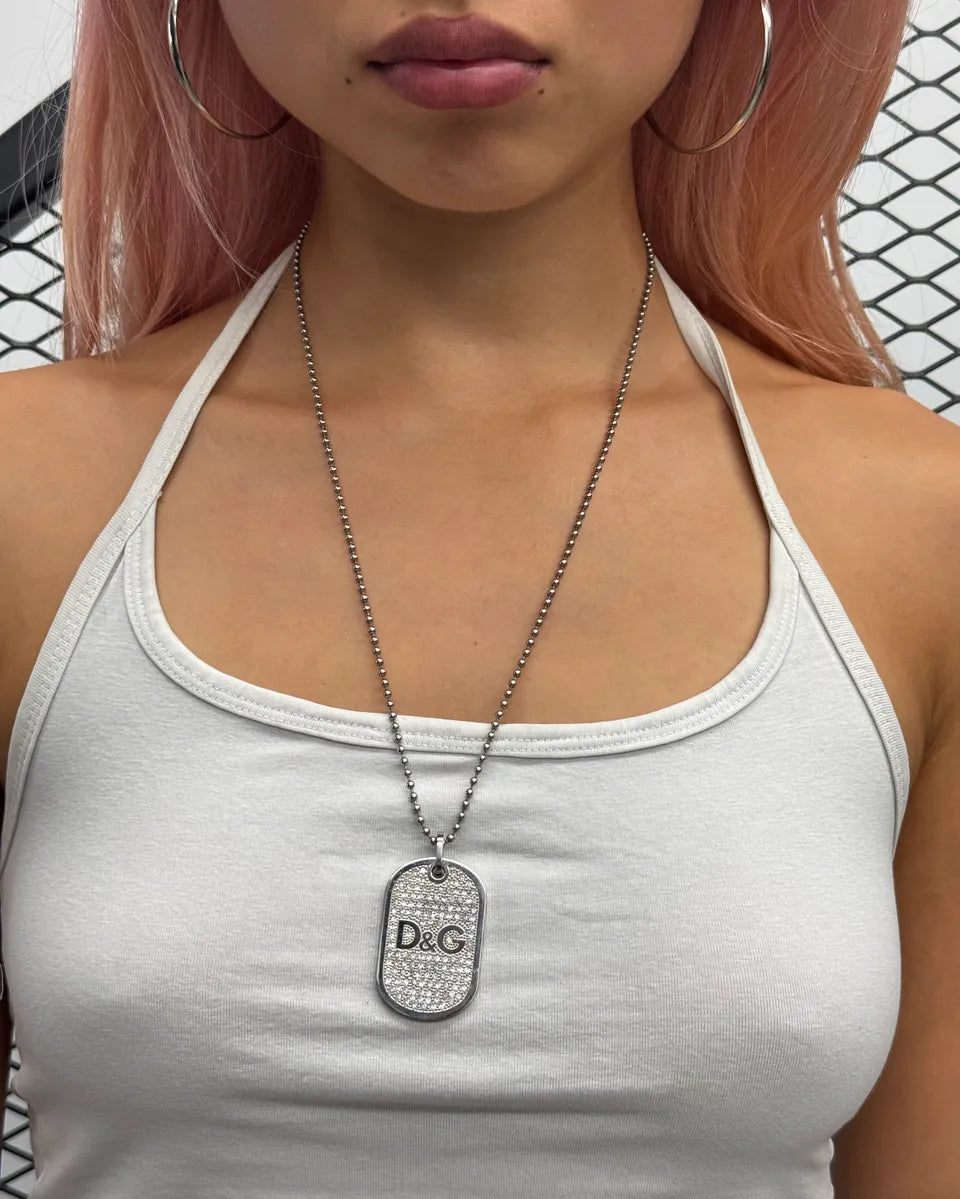 Dolce & Gabbana Silver Metal Logo Dog Tag Necklace uOZnoJI 1