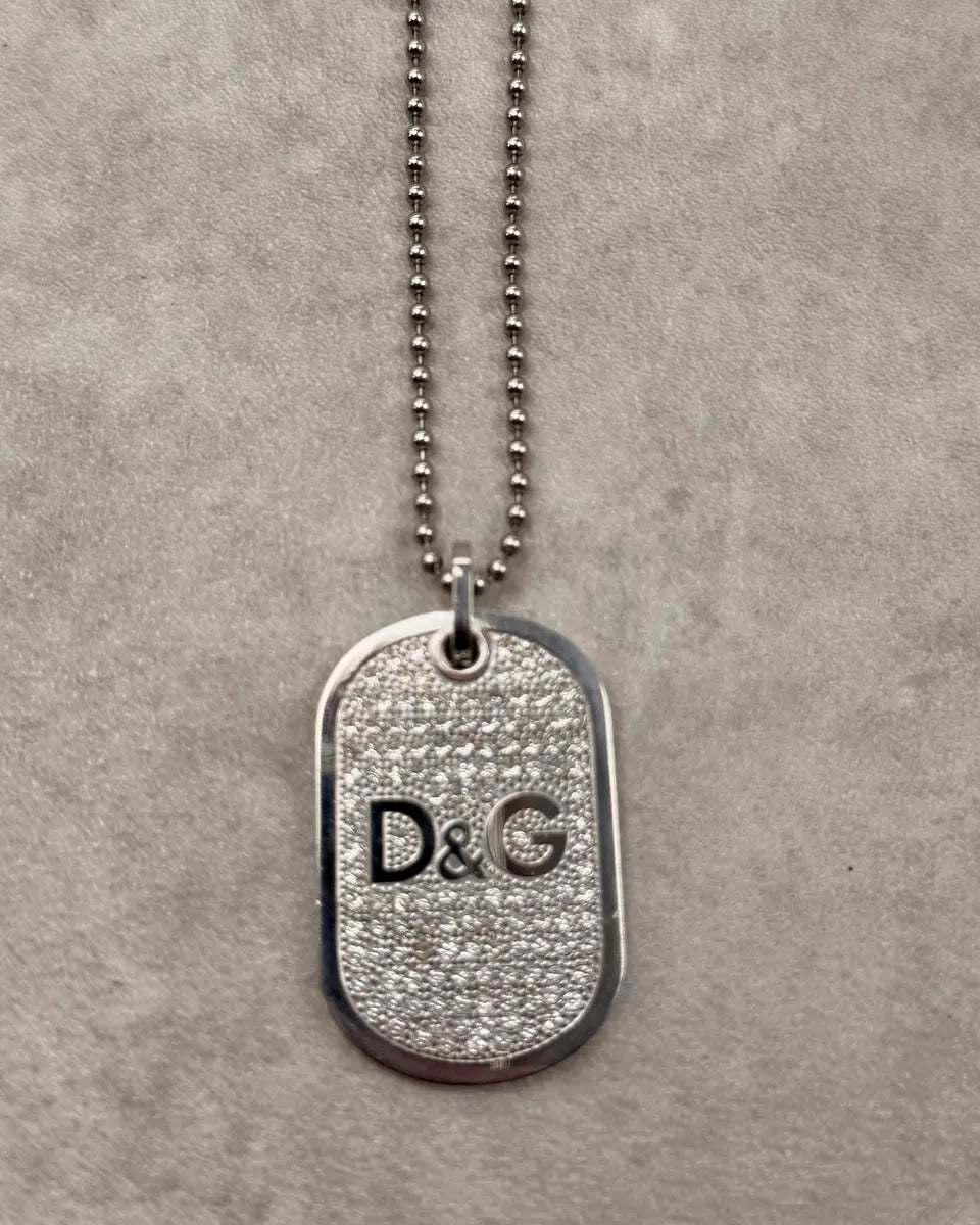 Dolce & Gabbana Silver Metal Logo Dog Tag Necklace uOZnoJI 2