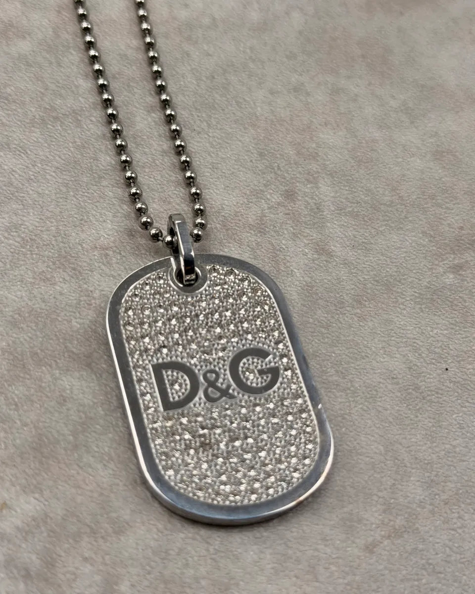 Dolce & Gabbana Silver Metal Logo Dog Tag Necklace uOZnoJI 3
