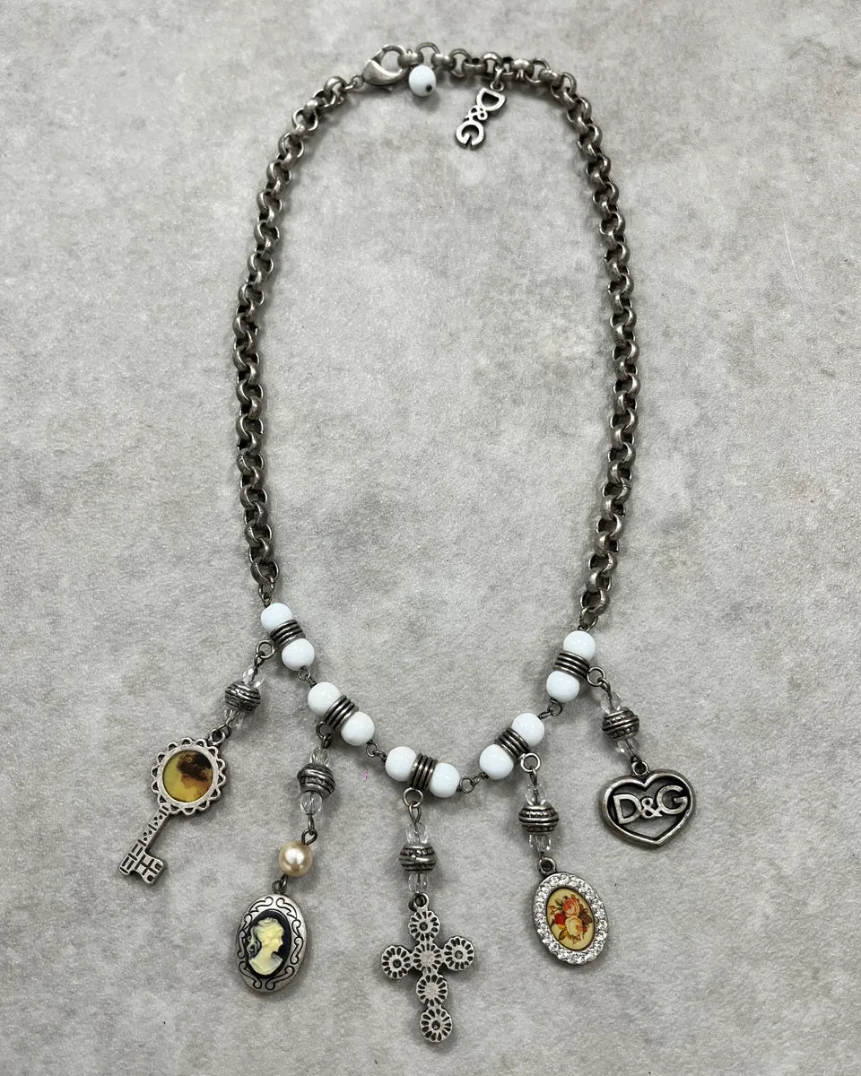 Dolce & Gabbana Silver Metal Multi-Charm Necklace hHqvkRY 0