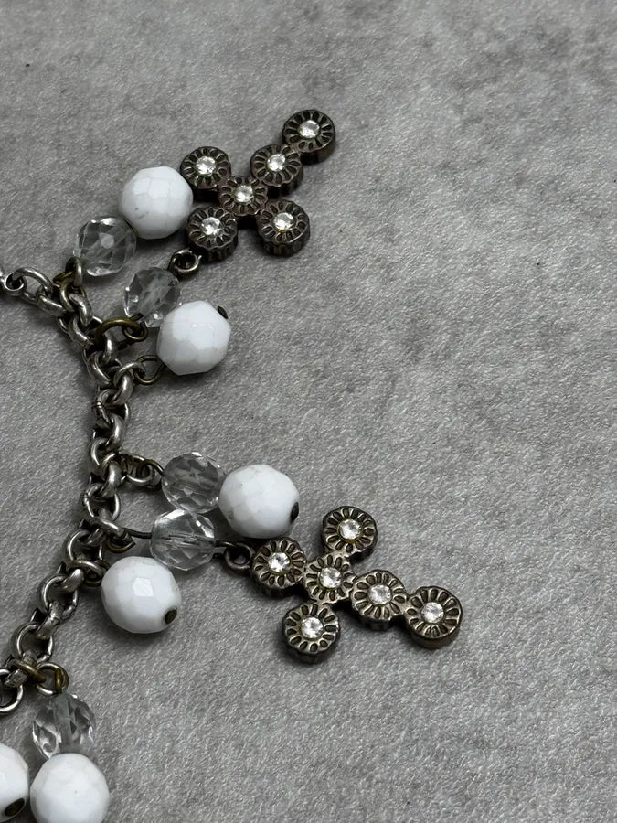 Dolce & Gabbana Silver Metal Pearl Cross Charm Bracelet QTIJplj 5