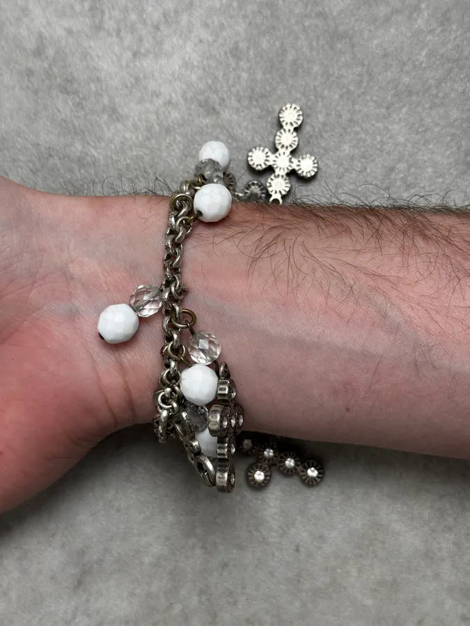 Dolce & Gabbana Silver Metal Pearl Cross Charm Bracelet QTIJplj 4