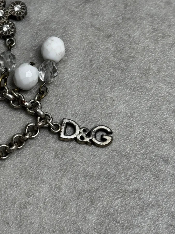 Dolce & Gabbana Silver Metal Pearl Cross Charm Bracelet QTIJplj 6