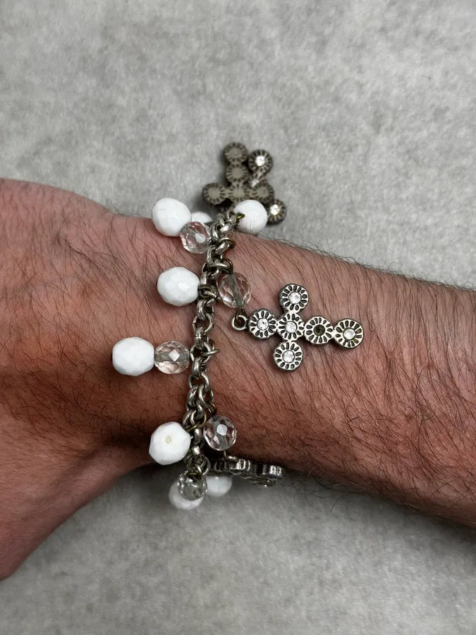 Dolce & Gabbana Silver Metal Pearl Cross Charm Bracelet QTIJplj 3
