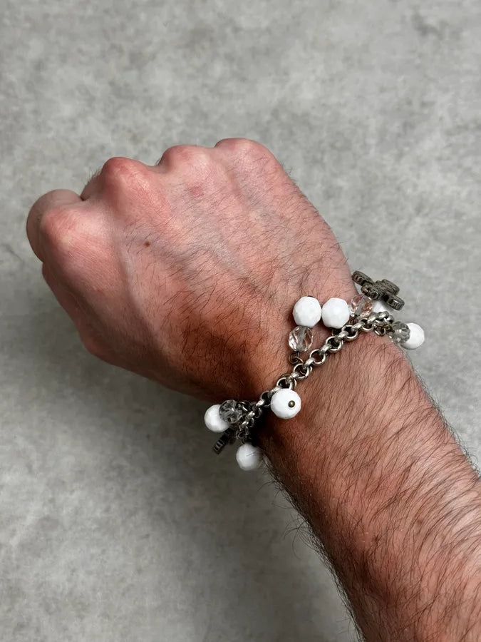 Dolce & Gabbana Silver Metal Pearl Cross Charm Bracelet QTIJplj 1