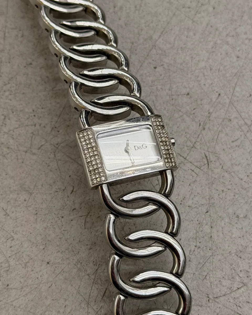Dolce & Gabbana Silver Metal Rhinestone Watch QHTtRlo 5