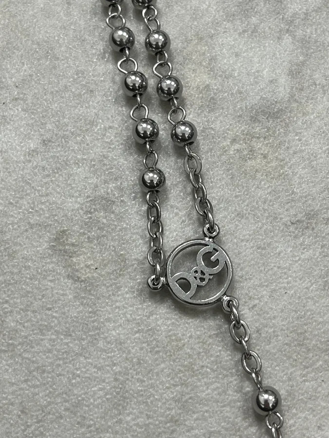 SS2015 Dolce & Gabbana Silver Metal Rosary Crucifix Necklace AGImZTd 6