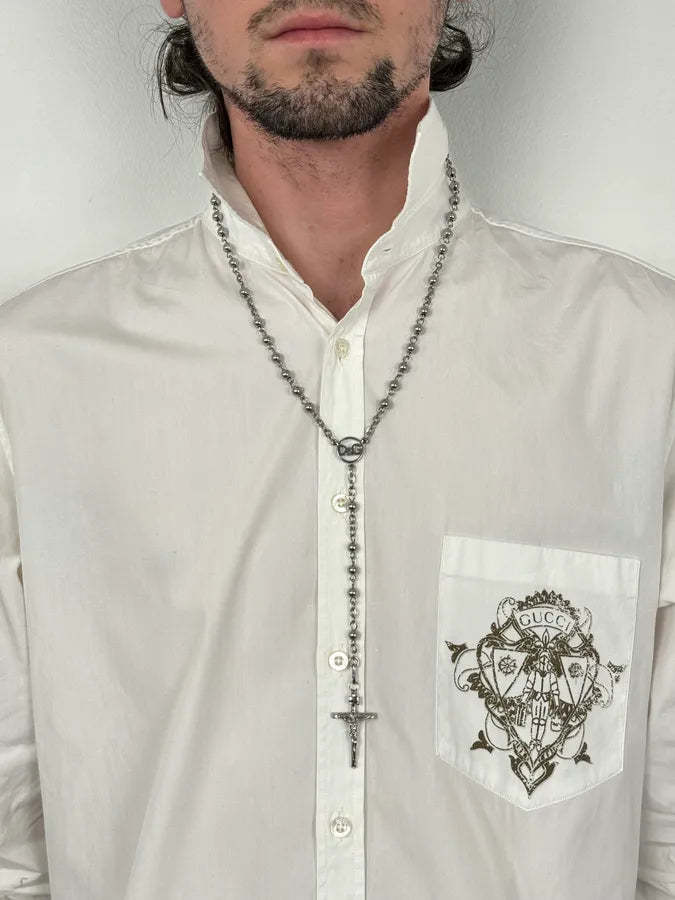 SS2015 Dolce & Gabbana Silver Metal Rosary Crucifix Necklace AGImZTd 1