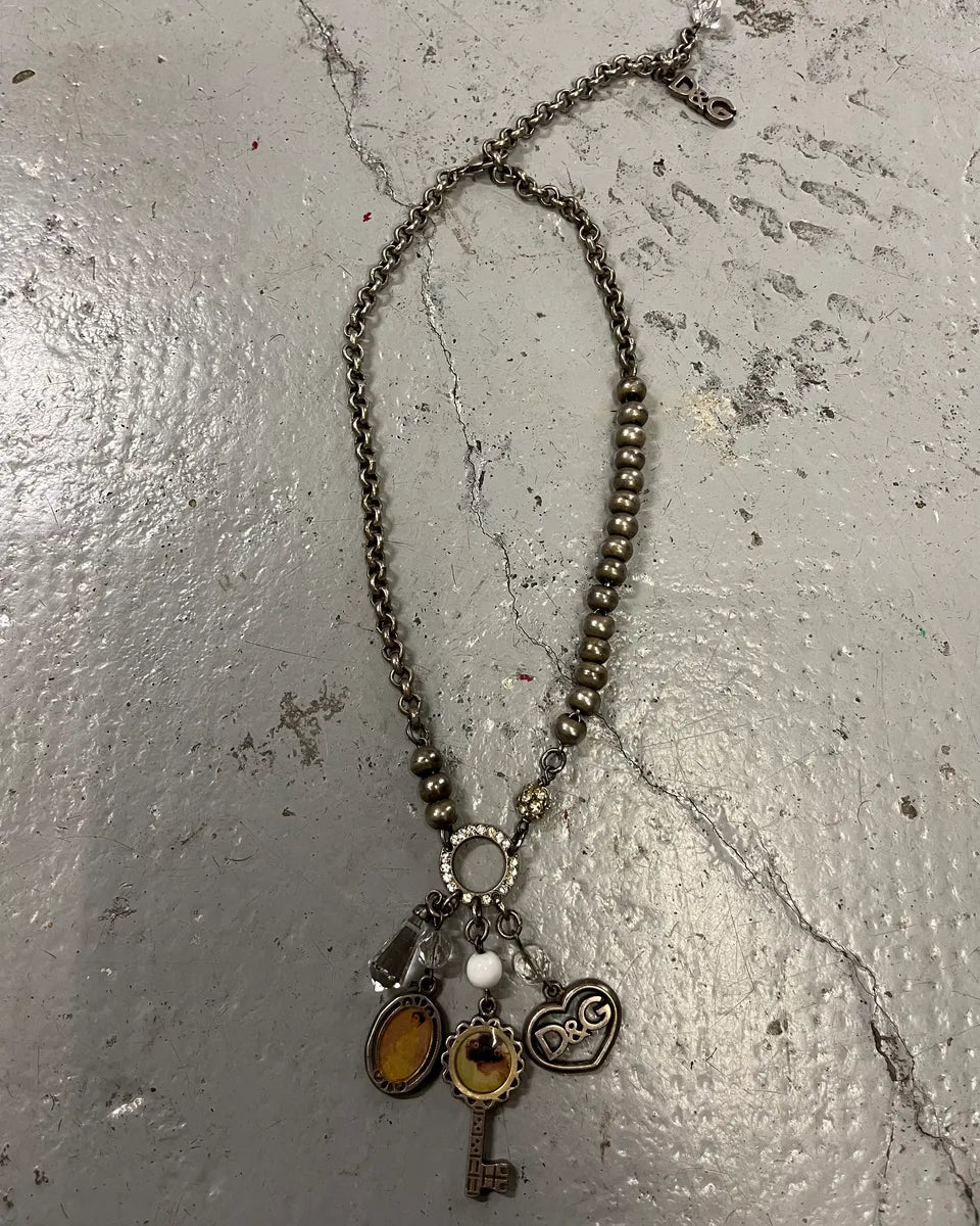 Dolce & Gabbana Silver Stainless Steel Charm Pendant Necklace RtztOJJ 0
