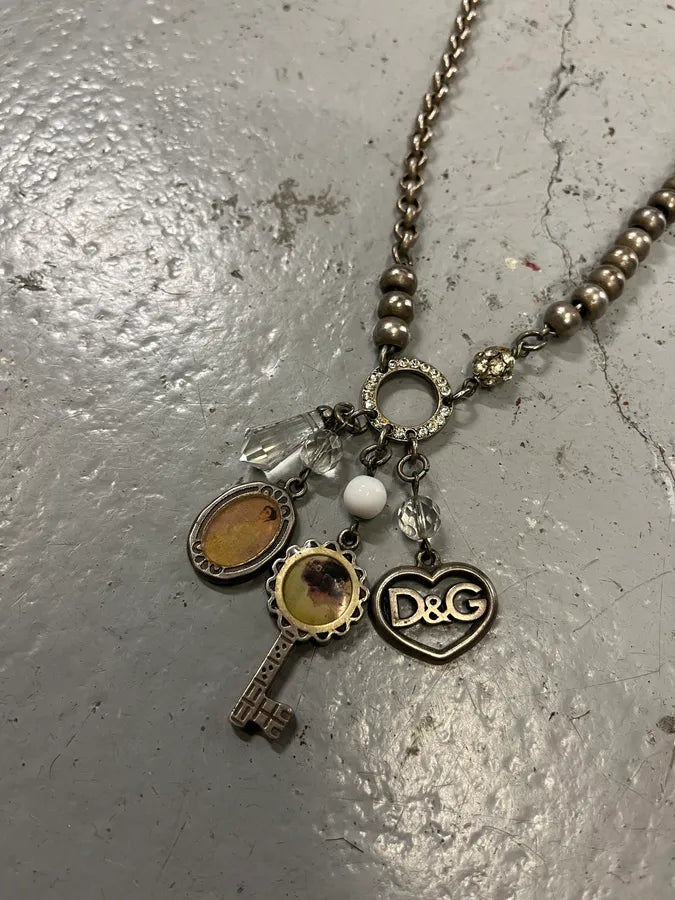 Dolce & Gabbana Silver Stainless Steel Charm Pendant Necklace RtztOJJ 2