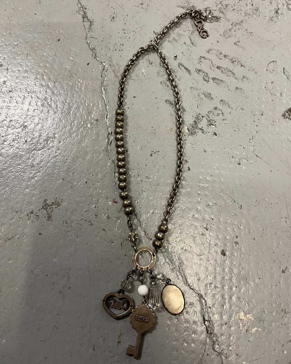 Dolce & Gabbana Silver Stainless Steel Charm Pendant Necklace RtztOJJ 4