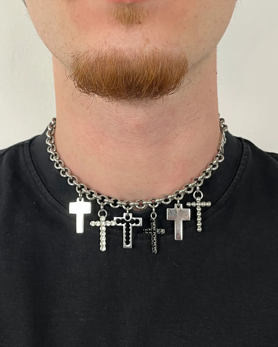Dolce & Gabbana Silver Stainless Steel Cross Charm Necklace gwMQqcj 1