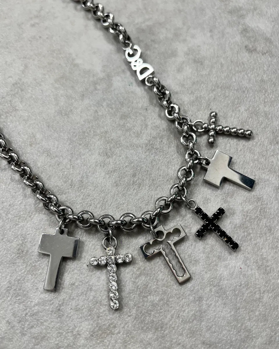 Dolce & Gabbana Silver Stainless Steel Cross Charm Necklace gwMQqcj 2
