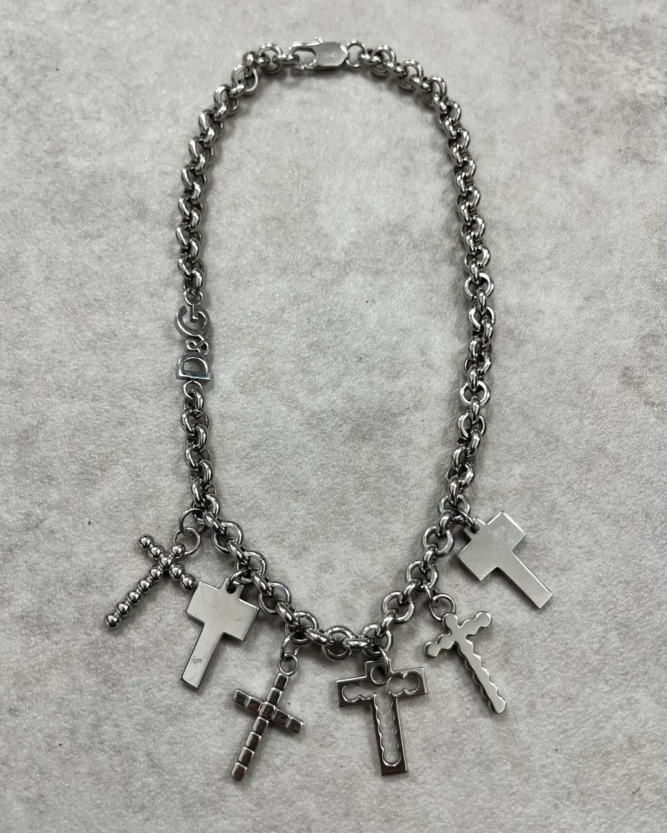 Dolce & Gabbana Silver Stainless Steel Cross Charm Necklace gwMQqcj 4