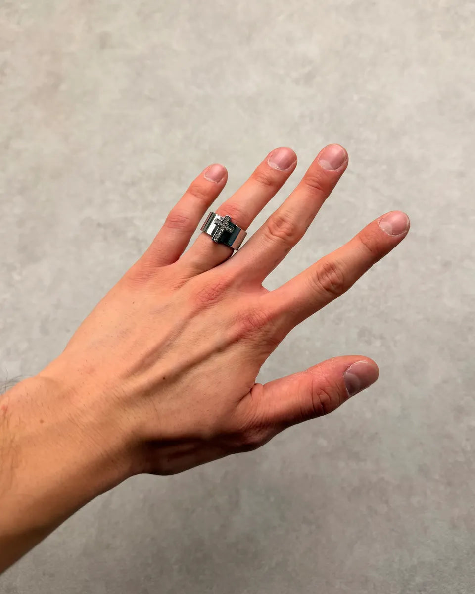 Dolce & Gabbana Silver Stainless Steel Cross Ring yhlIKGr 1