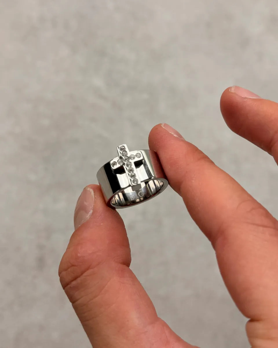 Dolce & Gabbana Silver Stainless Steel Cross Ring yhlIKGr 5