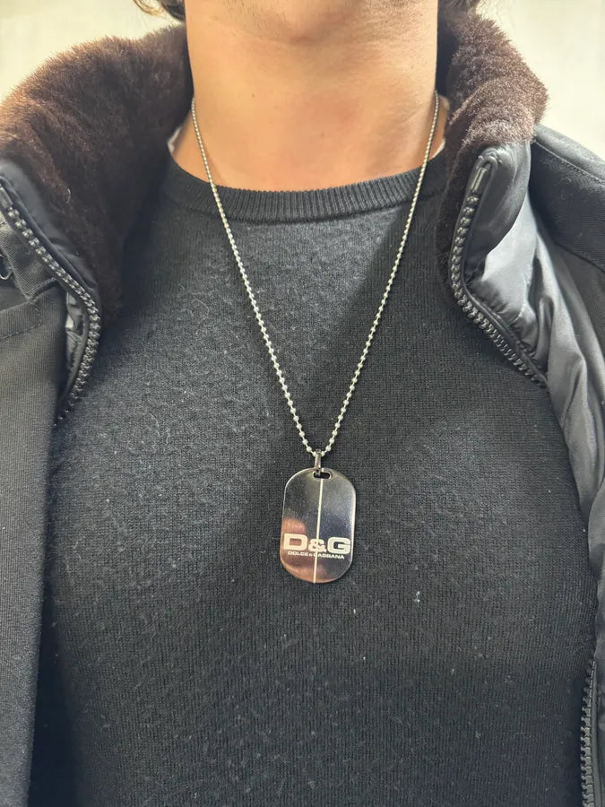 Dolce & Gabbana Stainless Steel Dog Tag Necklace (OS) 1