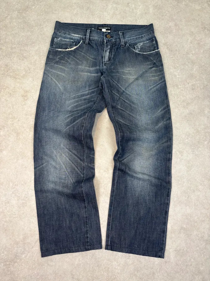 2000s Dolce & Gabbana Dark Wash Straight Leg Denim Jeans   stLGXtg 0