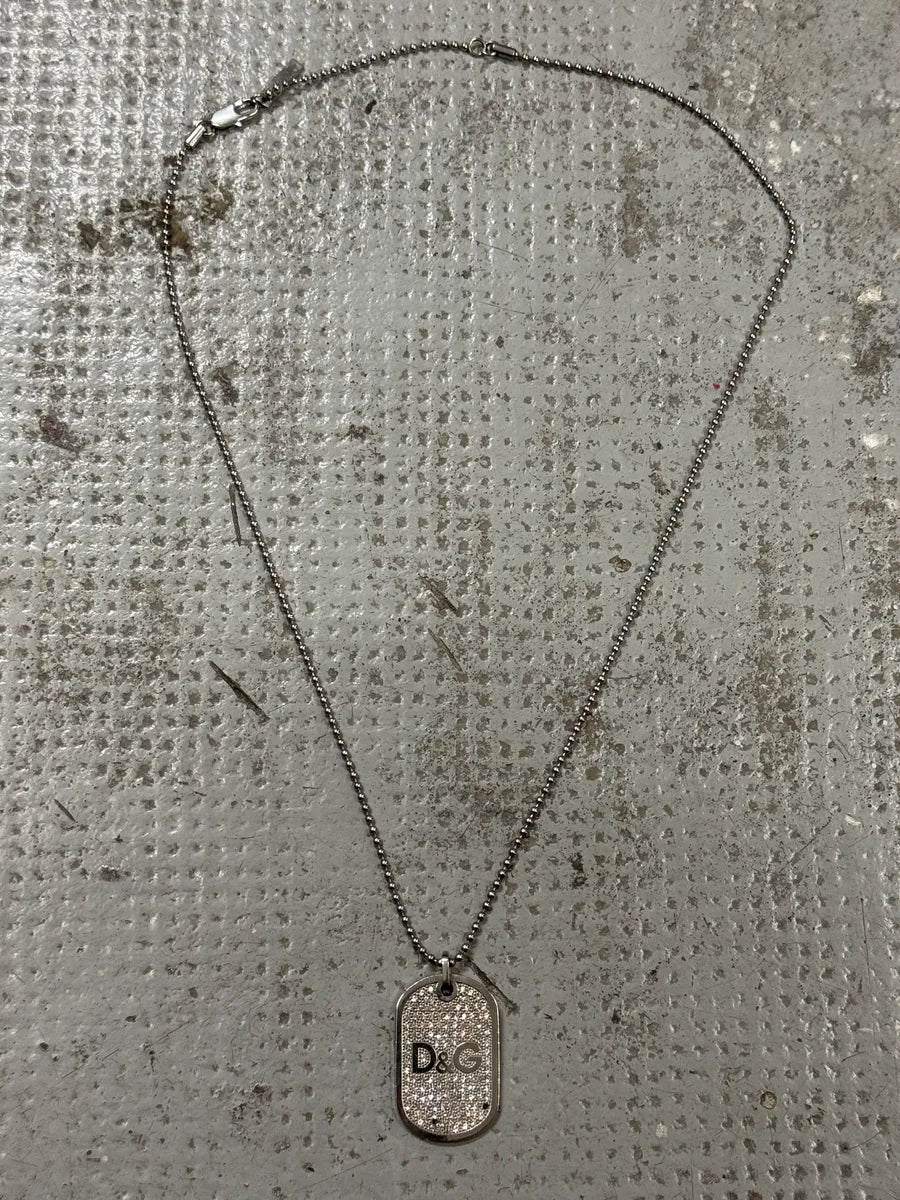 Dolce & Gabbana Strass Dog Tag Necklace MoGbyDF 0