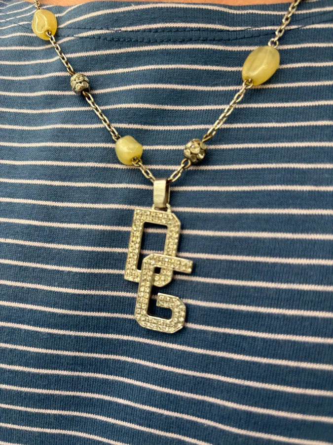 Dolce & Gabbana Strass Logo Pendant Necklace Silver Tone hVbOPzj 2