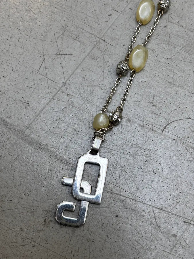 Dolce & Gabbana Strass Logo Pendant Necklace Silver Tone hVbOPzj 6
