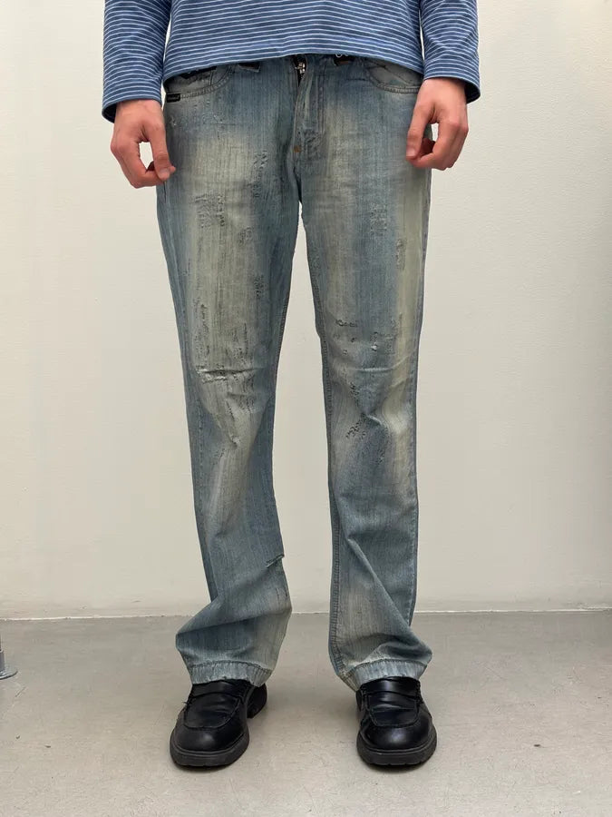 SS2006 Dolce & Gabbana Black Rockstar Faded Denim Jeans JFYbixJ 3