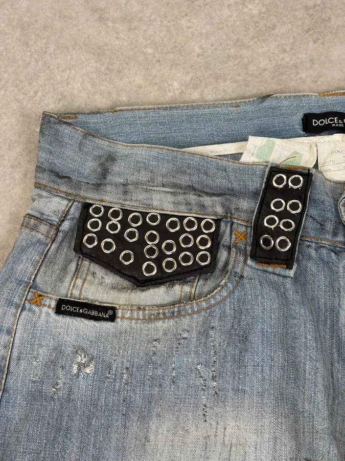 SS2006 Dolce & Gabbana Black Rockstar Faded Denim Jeans JFYbixJ 9