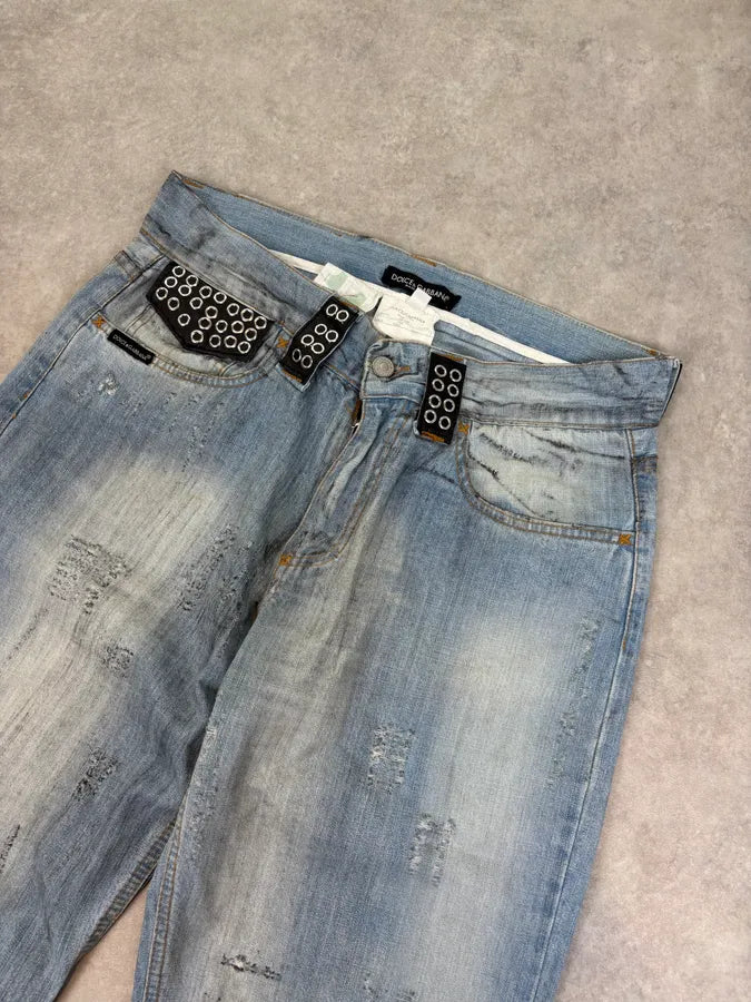 SS2006 Dolce & Gabbana Black Rockstar Faded Denim Jeans JFYbixJ 6