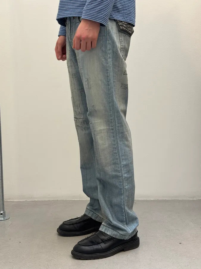 SS2006 Dolce & Gabbana Black Rockstar Faded Denim Jeans JFYbixJ 4