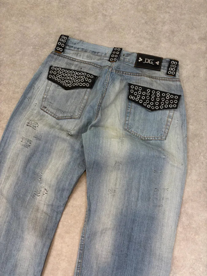 SS2006 Dolce & Gabbana Black Rockstar Faded Denim Jeans JFYbixJ 7