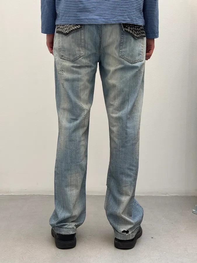 SS2006 Dolce & Gabbana Black Rockstar Faded Denim Jeans JFYbixJ 5