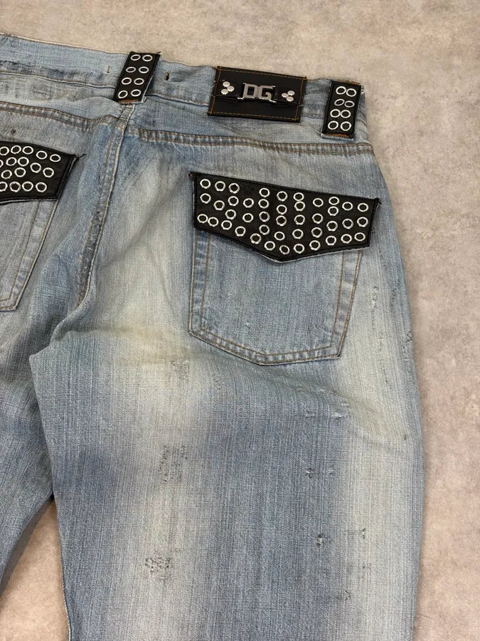 SS2006 Dolce & Gabbana Black Rockstar Faded Denim Jeans JFYbixJ 8