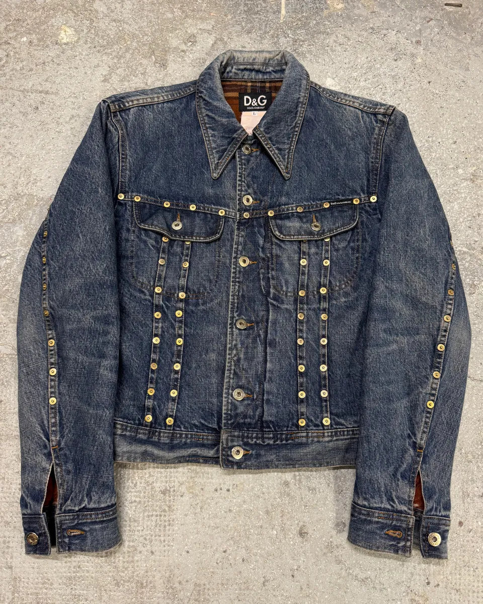 2000s Dolce & Gabbana Studded Faded Denim Jacket (S) 0