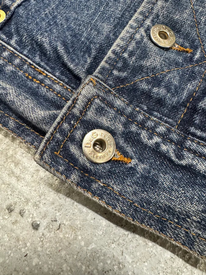2000s Dolce & Gabbana Studded Faded Denim Jacket (S) 4