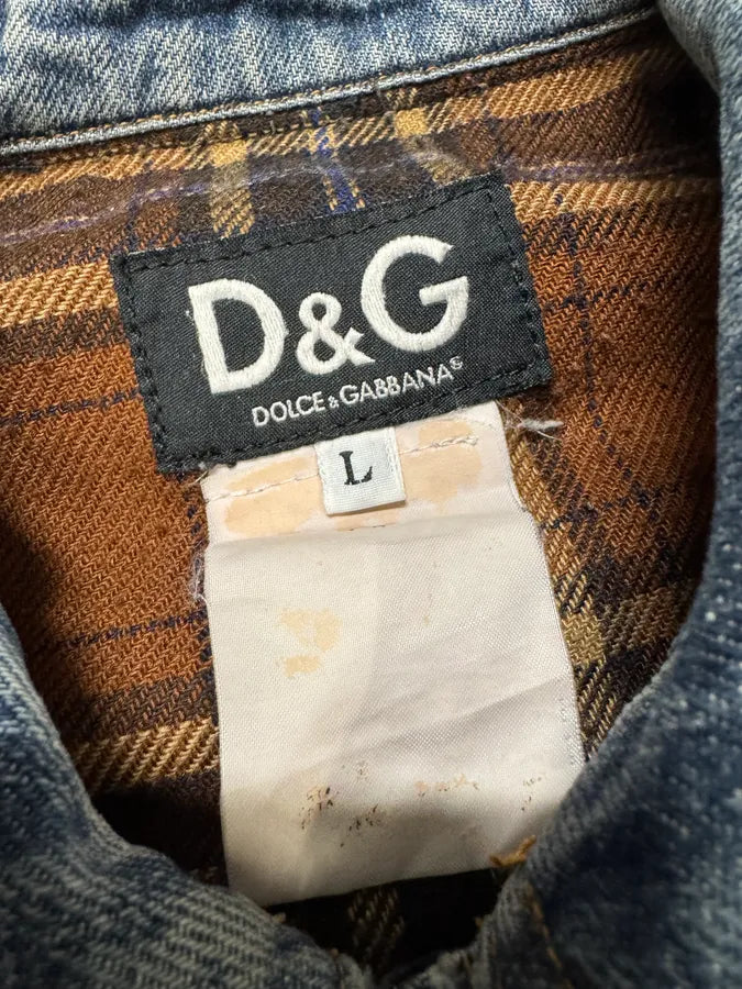 2000s Dolce & Gabbana Studded Faded Denim Jacket (S) 6