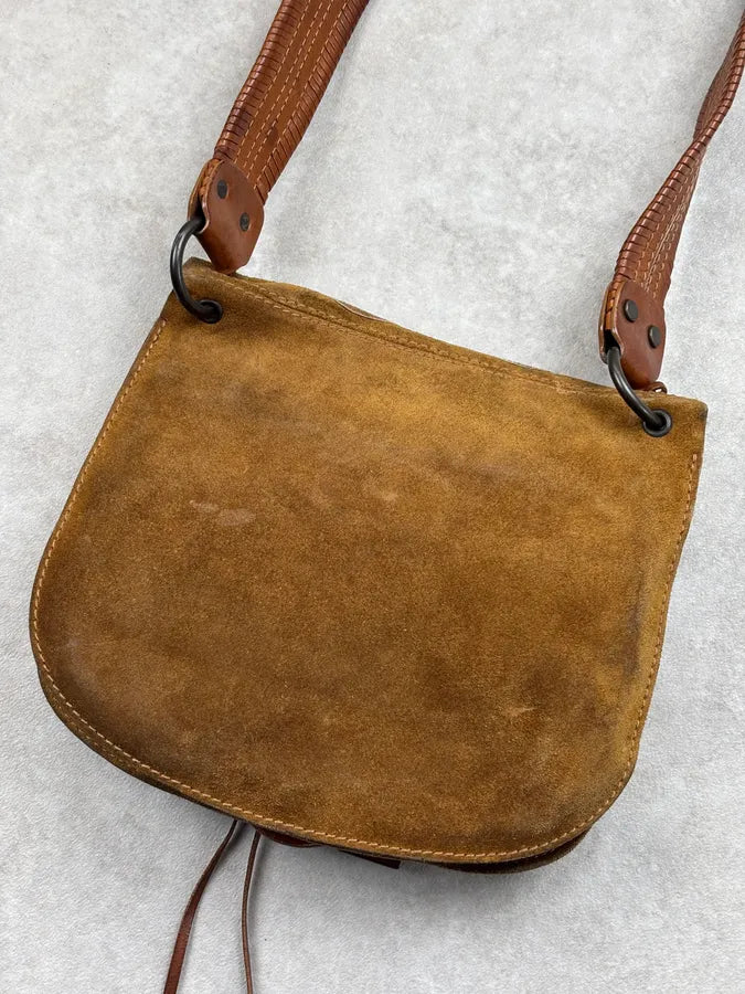 2000s Dolce & Gabbana Tan Suede Leather Butterfly Shoulder Bag lrgBAOr 7