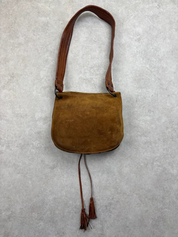 2000s Dolce & Gabbana Tan Suede Leather Butterfly Shoulder Bag lrgBAOr 6