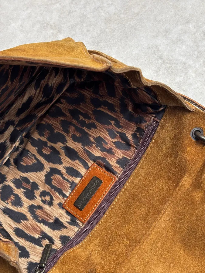 2000s Dolce & Gabbana Tan Suede Leather Butterfly Shoulder Bag lrgBAOr 14