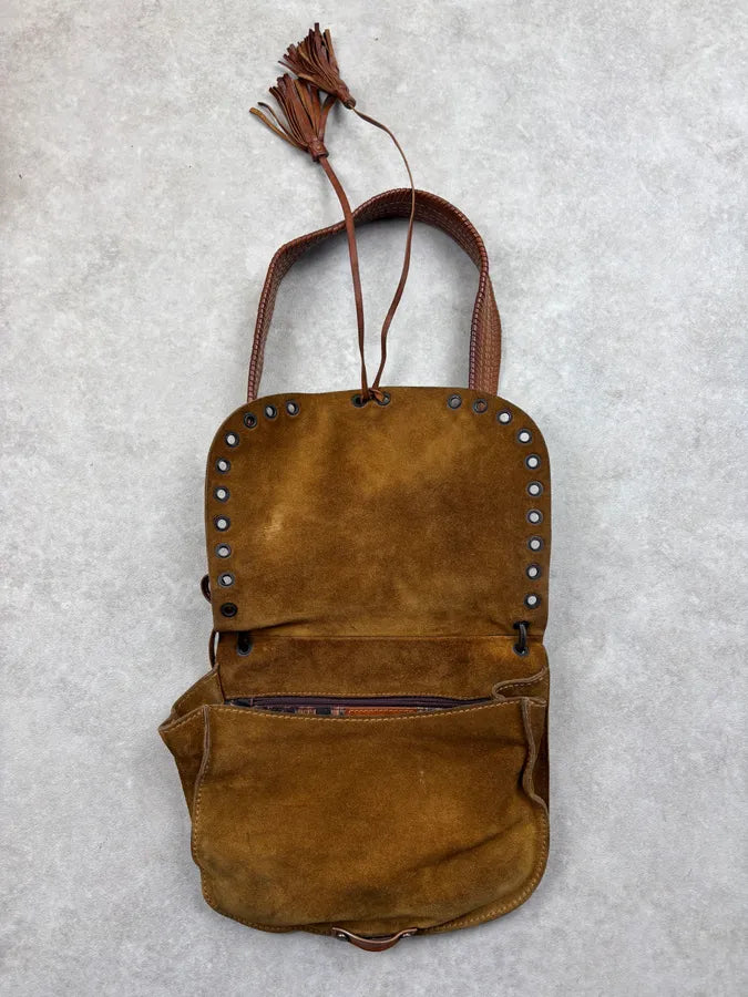 2000s Dolce & Gabbana Tan Suede Leather Butterfly Shoulder Bag lrgBAOr 11