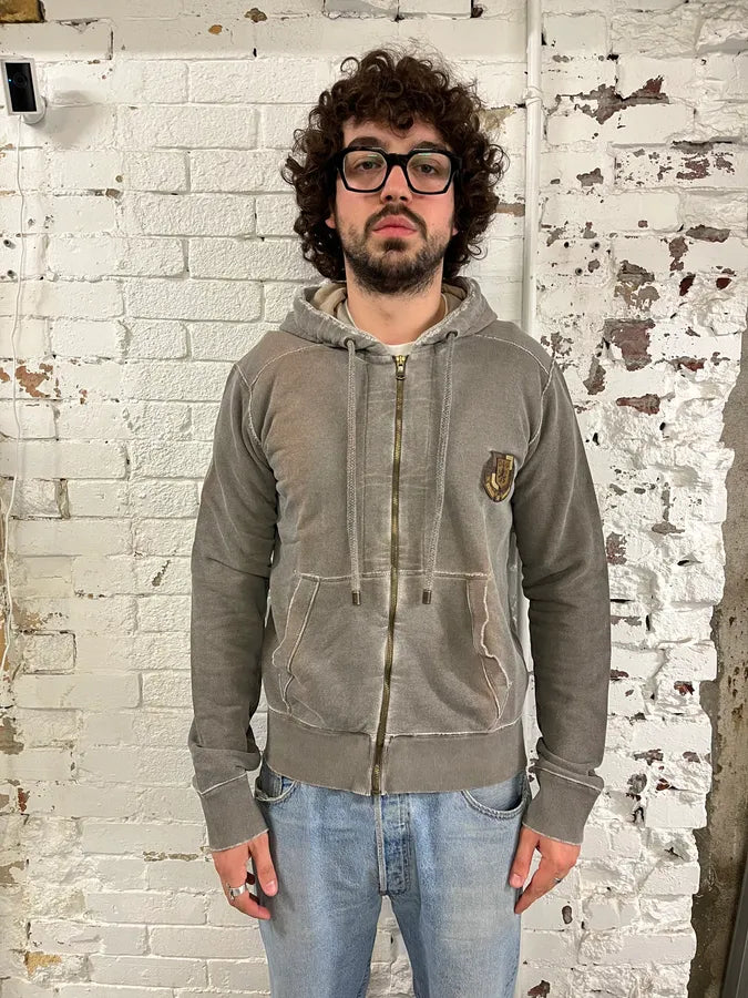 AW2003 Dolce & Gabbana Gradient Taupe Embroidered Zip-up Hoodie IhZUTQa 1