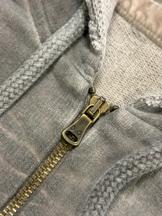 AW2003 Dolce & Gabbana Gradient Taupe Embroidered Zip-up Hoodie IhZUTQa 8